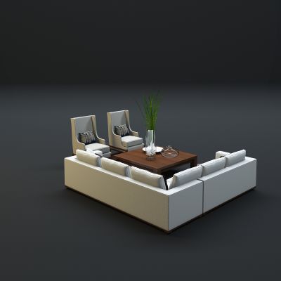 现代沙发茶几组合3D模型