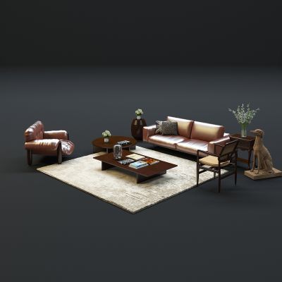 现代沙发茶几组合3D模型