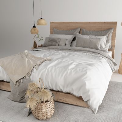 自然风民宿床 原木床