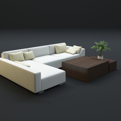 现代沙发茶几组合3D模型