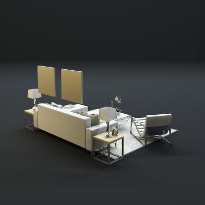 现代沙发茶几组合3D模型