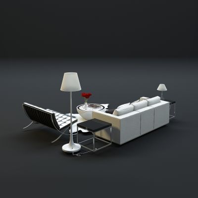 现代沙发茶几组合3D模型