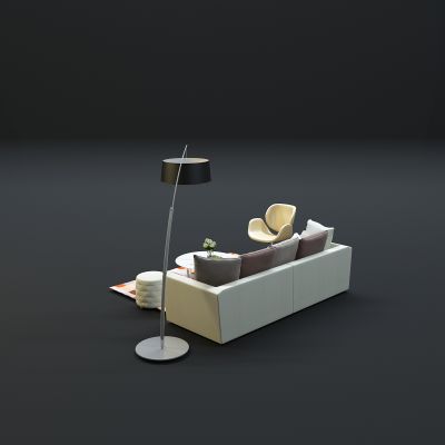 现代沙发茶几组合3D模型