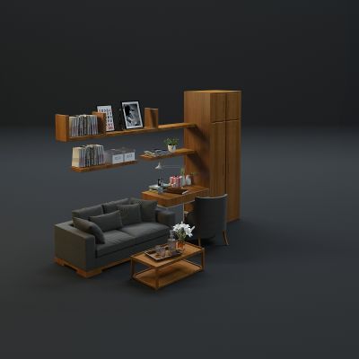 现代沙发茶几组合3D模型
