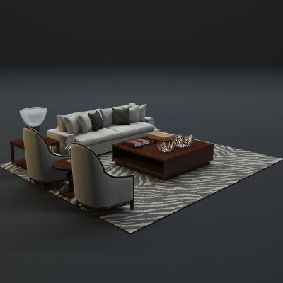 现代沙发茶几组合3D模型