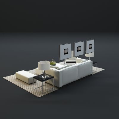 现代沙发茶几组合3D模型