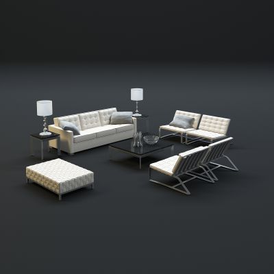 现代沙发茶几组合3D模型