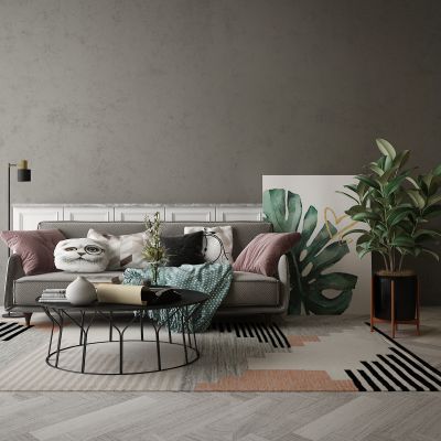 现代家居组合，饰品，沙发柜子挂画