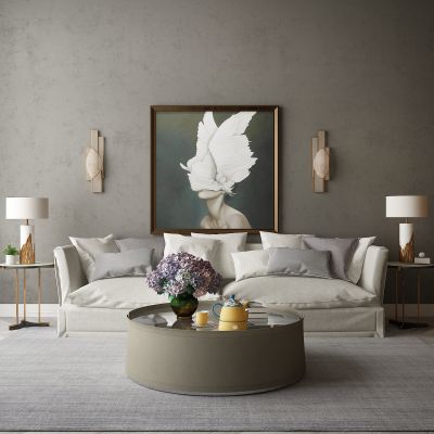 现代家居组合，饰品，沙发柜子挂画