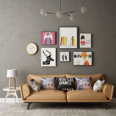 现代家居组合，饰品，沙发柜子挂画