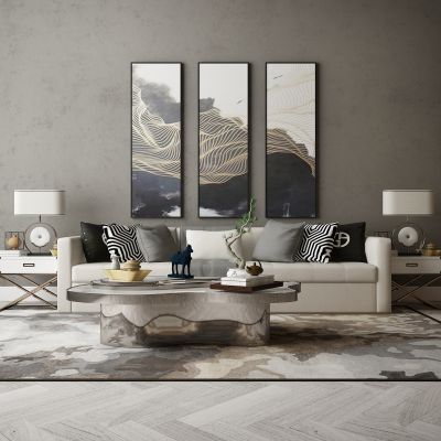 现代家居组合，饰品，沙发柜子挂画