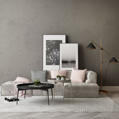 现代家居组合，饰品，沙发柜子挂画