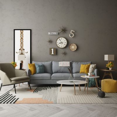 现代家居组合，饰品，沙发柜子挂画