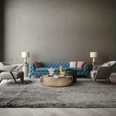 现代家居组合，饰品，沙发柜子挂画