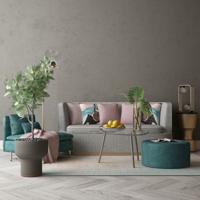 现代家居组合，饰品，沙发柜子挂画