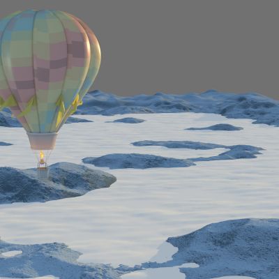 热气球，山，天空，云