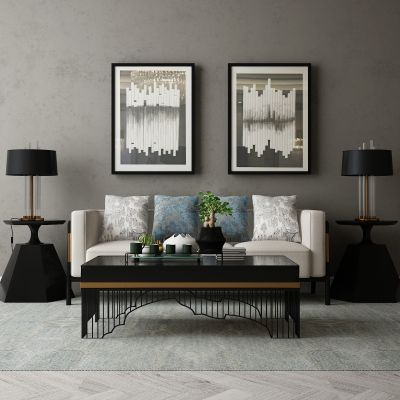 现代家居组合，饰品，沙发柜子挂画