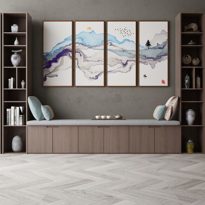 现代家居组合，饰品，沙发柜子挂画