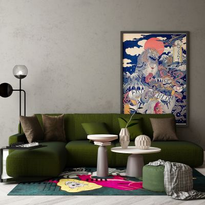 现代家居组合，饰品，沙发柜子挂画