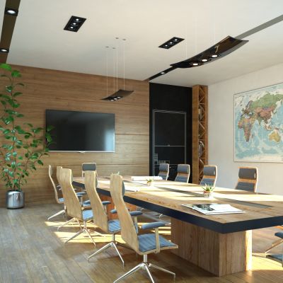 现代会议室，会议厅，会议桌椅，多功能厅，办公空间，办公室，演示厅3D模型