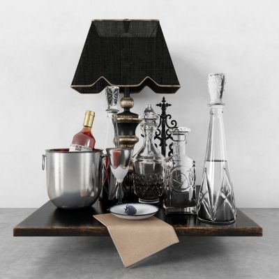 现代酒水组合，酒水饮料，酒瓶，玻璃杯