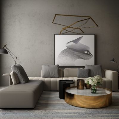 现代家居组合，饰品，沙发柜子挂画