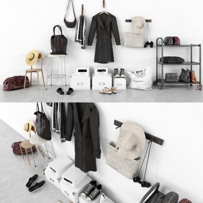 现代服装配饰，服装组合，衣服，帽子，皮包，手提包，鞋子，草帽