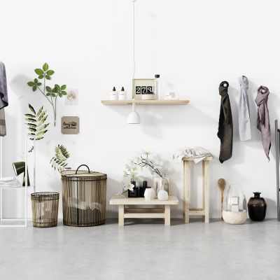 现代洗护用品，洗浴用品，装饰品，摆件，墙柜，边柜