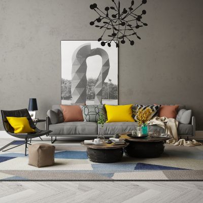 现代家居组合，饰品，沙发柜子挂画