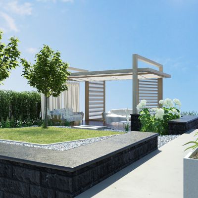 现代园林，园林景观，树木，花草灌木，景观小品，庭院小品，庭院景观