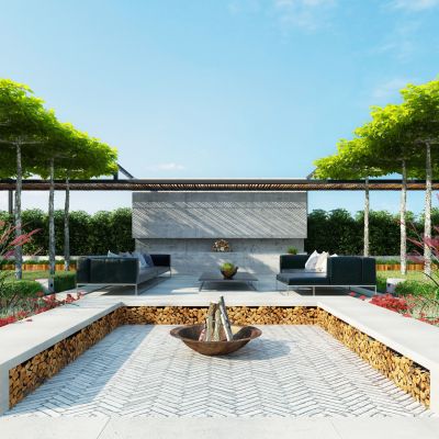 现代园林，园林景观，树木，花草灌木，景观小品，庭院小品，庭院景观