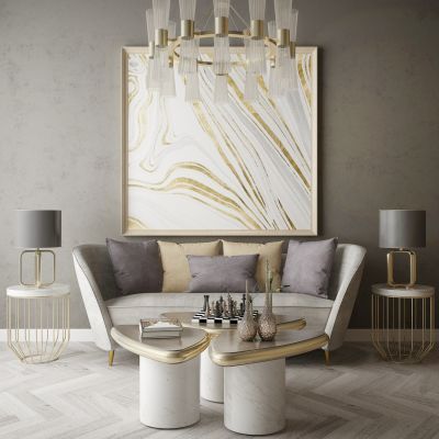 现代家居组合，饰品，沙发柜子挂画