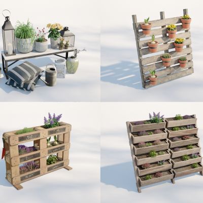 现代盆栽，庭院盆栽，小盆栽，绿化篮，庭院小品，园林景观小品