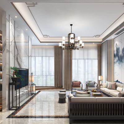 新中式别墅客厅