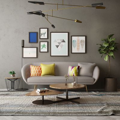 现代家居组合，饰品，沙发柜子挂画