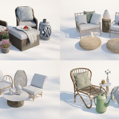 现代庭院小品，庭院沙发茶几组合，沙发茶几组合，休闲躺椅，休闲座椅，桌椅组合，园林景观小品