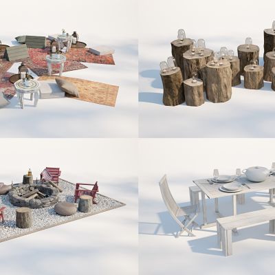 现代庭院小品，庭院餐桌椅，沙发茶几组合，庭院餐桌，休闲座椅，桌椅组合，园林景观小品