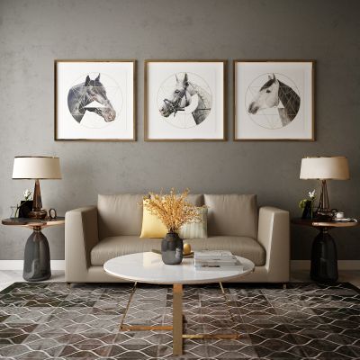 现代家居组合，饰品，沙发柜子挂画