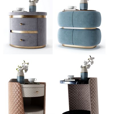 现代床头柜绿植组合