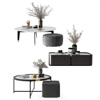 现代圆形茶几组合