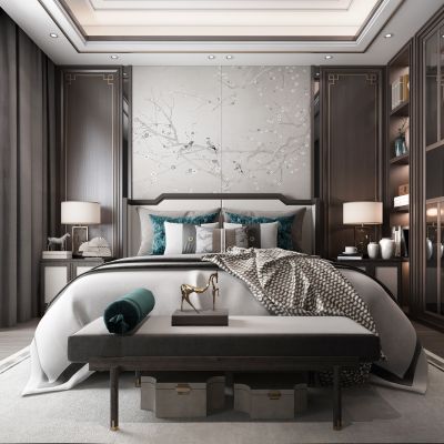 新中式别墅卧室