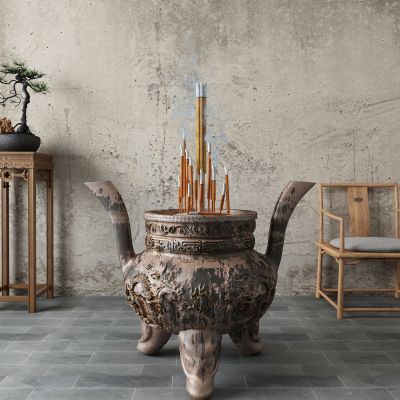 中式香炉 鼎 花几 扶手椅