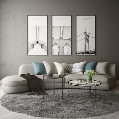 现代家居组合，饰品，沙发柜子挂画