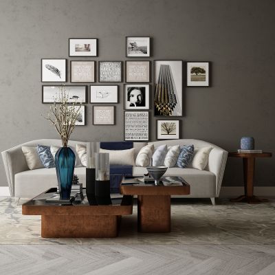 现代家居组合，饰品，沙发柜子挂画