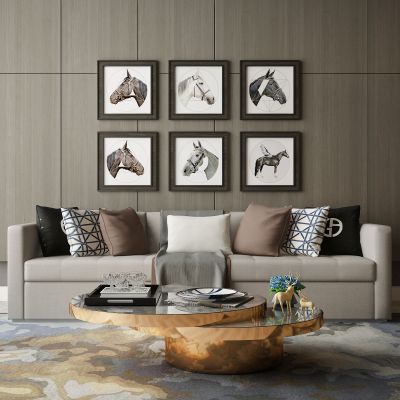 现代家居组合，饰品，沙发柜子挂画