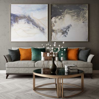 现代家居组合，饰品，沙发柜子挂画