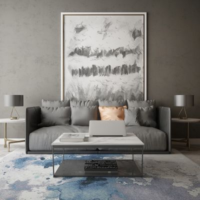 现代家居组合，饰品，沙发柜子挂画