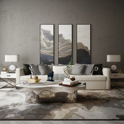 现代家居组合，饰品，沙发柜子挂画