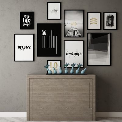 现代家居组合，饰品，沙发柜子挂画