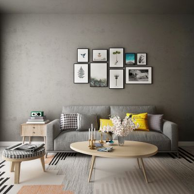 现代家居组合，饰品，沙发柜子挂画